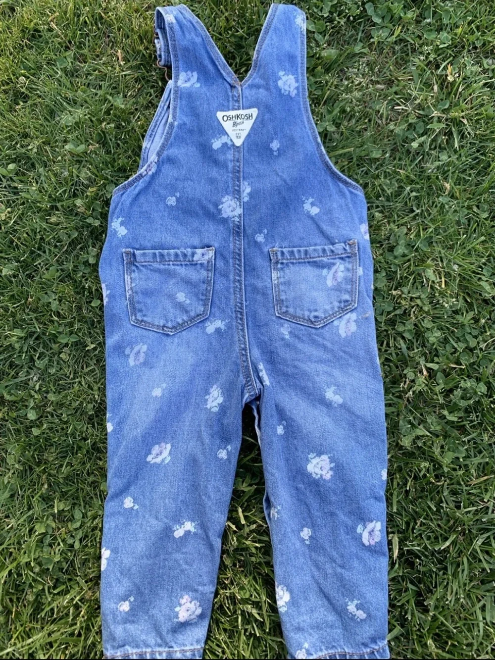 OshKosh B'gosh Light Blue Denim Overalls with Floral Prints